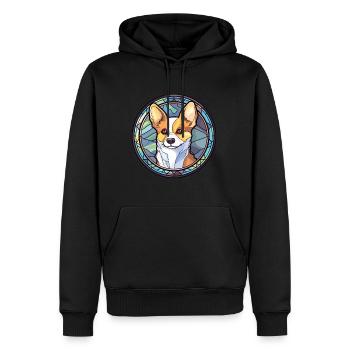Lundehund Chien Race Vitrail Coloré Waterco - Sweat à capuche Premium bio Homme - noir - Devant - Nico (187cm)