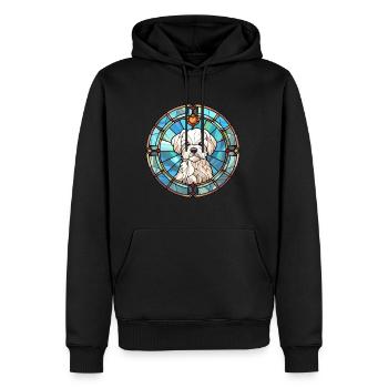 Chien maltais race vitrail coloré Watercolo - Sweat à capuche Premium bio Homme - noir - Devant - Nico (187cm)