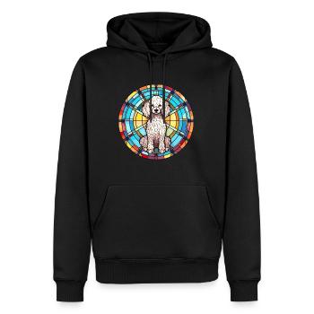 Miniatur Pudel Hunderasse Buntglas bunt - Männer Premium Bio Hoodie - Schwarz - Vorne - Nico (187cm)