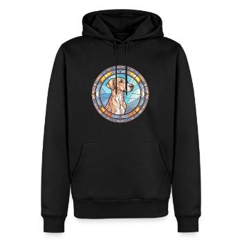 Mountain Cur Dog Breed Stained Glass Colorful Wate - Men’s Premium Organic Hoodie - black - Front - Nico (187cm)