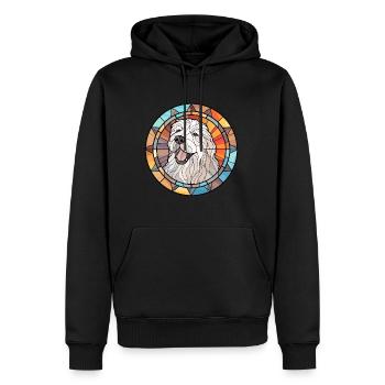 Polish Sheepdog Dog Breed Stained Glass Colo - Men’s Premium Organic Hoodie - black - Front - Nico (187cm)