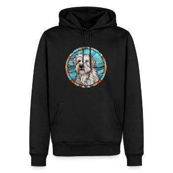 Chien de berger des Pyrénées chien race vitrail coloré - Sweat à capuche Premium bio Homme - noir - Devant - Nico (187cm)
