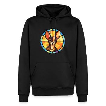 Russischer Toy Terrier Hunderasse Buntglas Colorf - Männer Premium Bio Hoodie - Schwarz - Vorne - Nico (187cm)