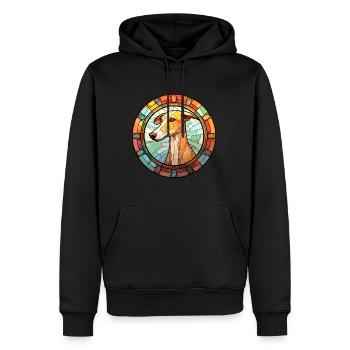 Old Croatian Sighthound Dog Breed Stained Glass Co - Men’s Premium Organic Hoodie - black - Front - Nico (187cm)