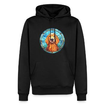 Saarlooswolfhond Dog Breed Stained Glass Colorful - Men’s Premium Organic Hoodie - black - Front - Nico (187cm)