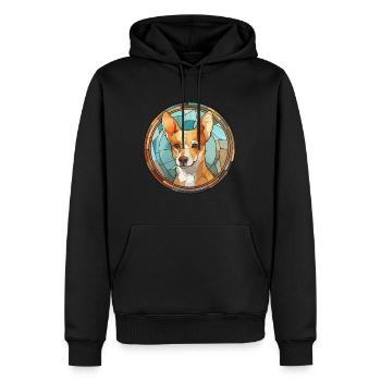 Portugais Podengo chien race vitrail Colorfu - Sweat à capuche Premium bio Homme - noir - Devant - Nico (187cm)