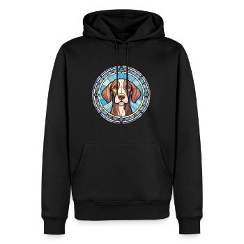 Chien d’arrêt portugais race vitrail Colorfu - Sweat à capuche Premium bio Homme - noir - Devant - Nico (187cm)