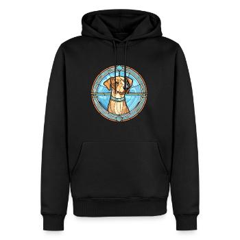 Scandinavian Dog Breed Stained Glass Colorful Wate - Men’s Premium Organic Hoodie - black - Front - Nico (187cm)