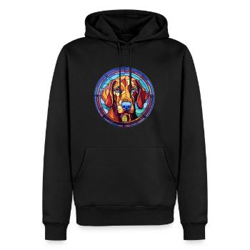 Sapsali Dog Breed Stained Glass Colorful Watercolo - Men’s Premium Organic Hoodie - black - Front - Nico (187cm)