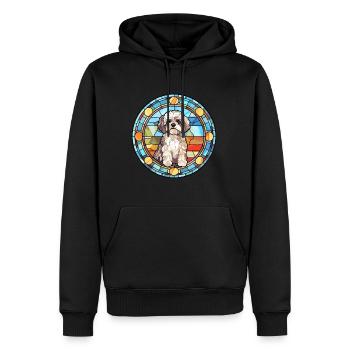 Shih Poo chien race vitrail coloré watercol - Sweat à capuche Premium bio Homme - noir - Devant - Nico (187cm)