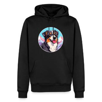 Aidi race de chien dessin animé Kawaii aquarelle - Sweat à capuche Premium bio Homme - noir - Devant - Nico (187cm)
