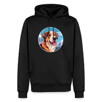Akbash Hunderasse Karikatur Kawaii Aquarell - Männer Premium Bio Hoodie - Schwarz - Vorne - Nico (187cm)