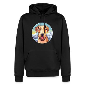 Airedale Terrier chien race dessin animé Kawaii Watercol - Sweat à capuche Premium bio Homme - noir - Devant - Nico (187cm)