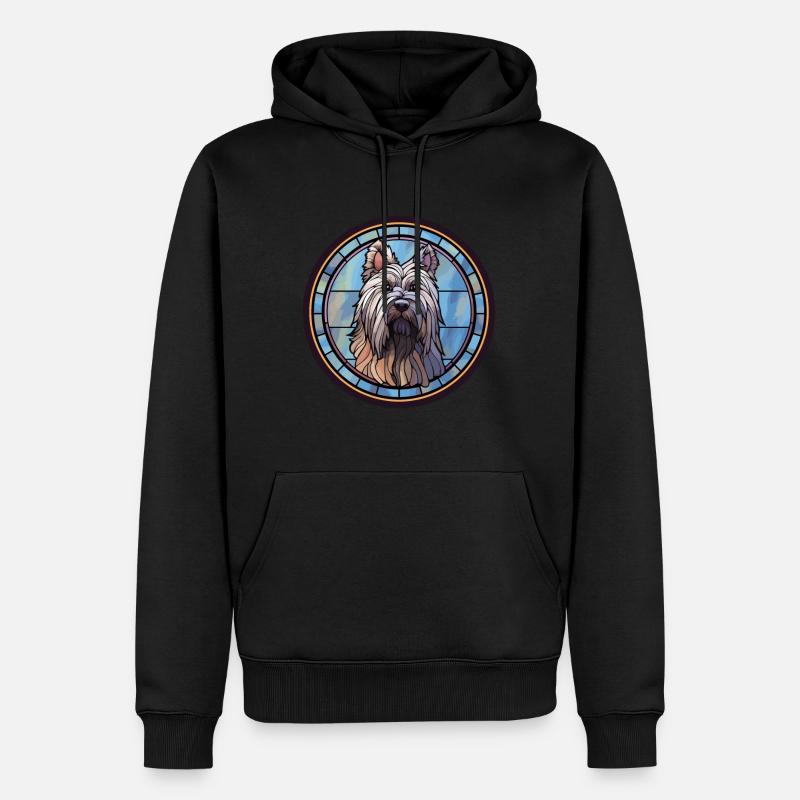 Skye Terrier Hunderasse Buntes Glas - Männer Premium Bio Hoodie - Schwarz