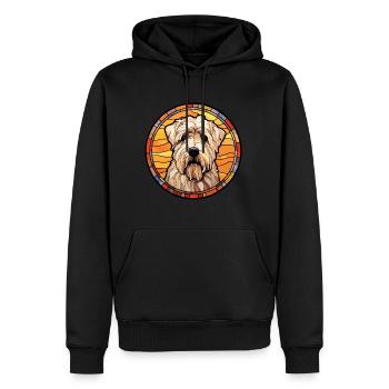 Soft Coated Wheaten Terrier Dog Breed Stained Glas - Men’s Premium Organic Hoodie - black - Front - Nico (187cm)