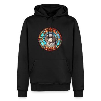 Shih Tzu chien race vitrail coloré Watercol - Sweat à capuche Premium bio Homme - noir - Devant - Nico (187cm)