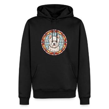 West Highland Terrier Dog Breed Stained Glass Colo - Men’s Premium Organic Hoodie - black - Front - Nico (187cm)