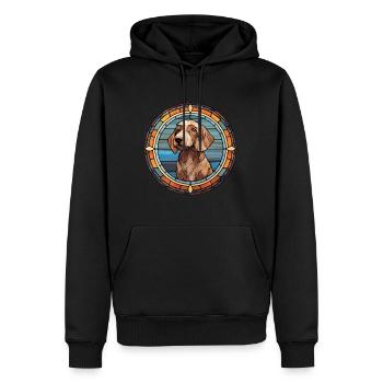 Wirehaired Dachshund Dog Breed Stained Glass Color - Men’s Premium Organic Hoodie - black - Front - Nico (187cm)