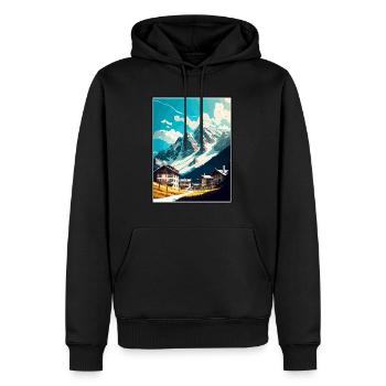 Lech Österreich Vintage Reiseposter WPA Souvenir - Männer Premium Bio Hoodie - Schwarz - Vorne - Nico (187cm)