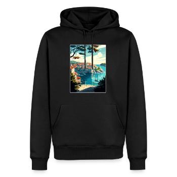 Dubrovnik Neretva Kroatien Vintage Reiseposter - Männer Premium Bio Hoodie - Schwarz - Vorne - Nico (187cm)