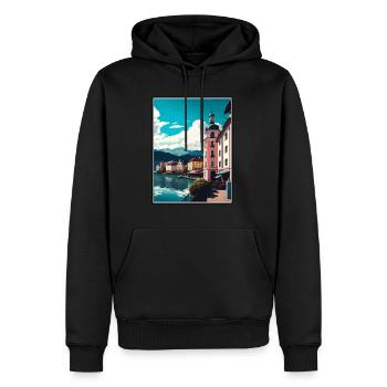 Klagenfurt Autriche Vintage voyage affiche Souvenir - Sweat à capuche Premium bio Homme - noir - Devant - Nico (187cm)