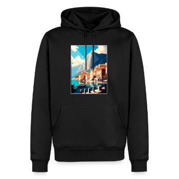 Makarska Kroatien Vintage Reiseposter Souvenir - Männer Premium Bio Hoodie - Schwarz - Vorne - Nico (187cm)