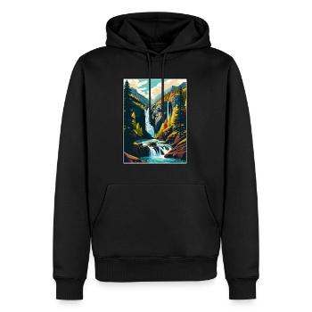 Chutes Foroglio Suisse Affiche de voyage vintage - Sweat à capuche Premium bio Homme - noir - Devant - Nico (187cm)