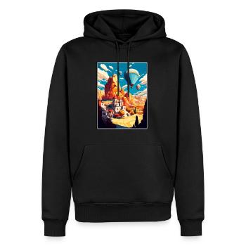 Cappadoce Décoration Vintage Voyage Affiche WPA - Sweat à capuche Premium bio Homme - noir - Devant - Nico (187cm)