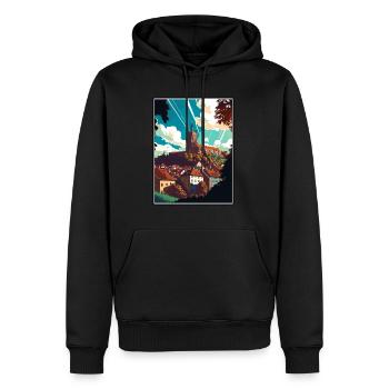 Fribourg Suisse Vintage voyage affiche WPA Art - Sweat à capuche Premium bio Homme - noir - Devant - Nico (187cm)