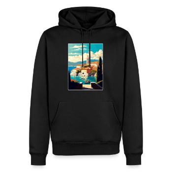 Brac Kroatien Vintage Reiseposter WPA Souvenir - Männer Premium Bio Hoodie - Schwarz - Vorne - Nico (187cm)