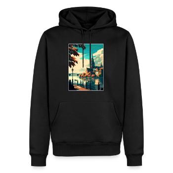 Constance Allemagne Vintage voyage affiche Souvenir - Sweat à capuche Premium bio Homme - noir - Devant - Nico (187cm)