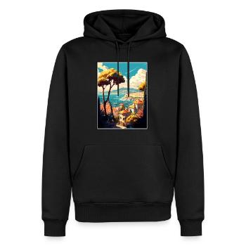 Antibes France Vintage Voyage Affiche WPA Souvenir - Sweat à capuche Premium bio Homme - noir - Devant - Nico (187cm)