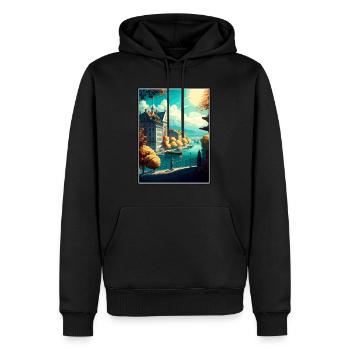 Genève Suisse Vintage voyage affiche Souvenir - Sweat à capuche Premium bio Homme - noir - Devant - Nico (187cm)