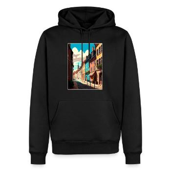 Dijon France Vintage voyage affiche WPA Souvenir - Sweat à capuche Premium bio Homme - noir - Devant - Nico (187cm)