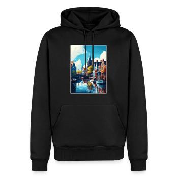 Sneek Pays-Bas Vintage voyage affiche Souvenir - Sweat à capuche Premium bio Homme - noir - Devant - Nico (187cm)