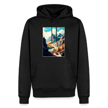 Vallée d’Aoste Italie Vintage voyage affiche Souvenir - Sweat à capuche Premium bio Homme - noir - Devant - Nico (187cm)