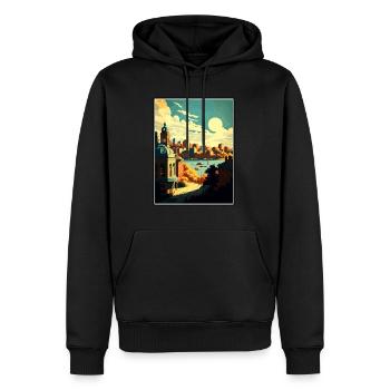Oslo Norvège Vintage voyage affiche WPA Souvenir - Sweat à capuche Premium bio Homme - noir - Devant - Nico (187cm)