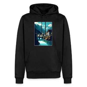 Chur Schweiz Vintage Reiseposter Souvenir - Männer Premium Bio Hoodie - Schwarz - Vorne - Nico (187cm)