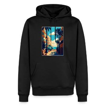Malaga Espagne Vintage voyage affiche WPA Souvenir - Sweat à capuche Premium bio Homme - noir - Devant - Nico (187cm)