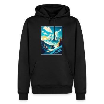 Laax Schweiz Vintage Reiseposter Souvenir - Männer Premium Bio Hoodie - Schwarz - Vorne - Nico (187cm)