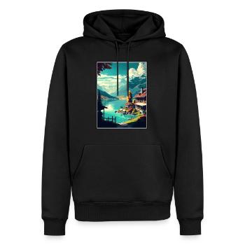 Brienz Schweiz Vintage Reiseposter Souvenir - Männer Premium Bio Hoodie - Schwarz - Vorne - Nico (187cm)