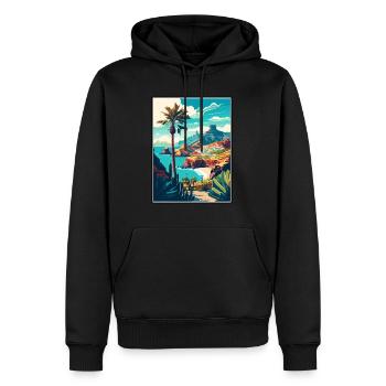Gran Canaria Espagne Vintage voyage affiche Souvenir - Sweat à capuche Premium bio Homme - noir - Devant - Nico (187cm)