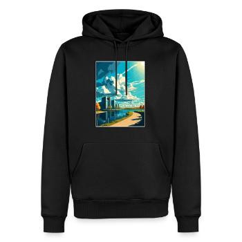 Almere Netherlands Vintage Travel Poster Souvenir - Men’s Premium Organic Hoodie - black - Front - Nico (187cm)