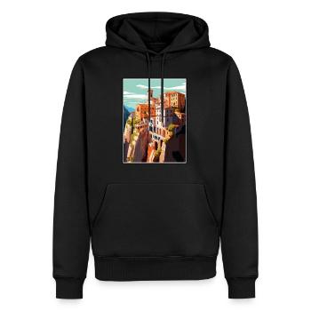 Cuenca Espagne Vintage voyage affiche WPA Souvenir - Sweat à capuche Premium bio Homme - noir - Devant - Nico (187cm)