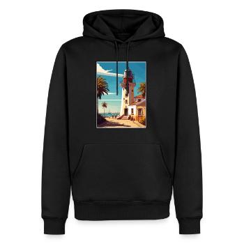 Faro Portugal Vintage voyage affiche WPA Souvenir - Sweat à capuche Premium bio Homme - noir - Devant - Nico (187cm)