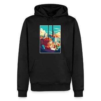 Bratislava Slowakei Vintage Reiseposter Souvenir - Männer Premium Bio Hoodie - Schwarz - Vorne - Nico (187cm)