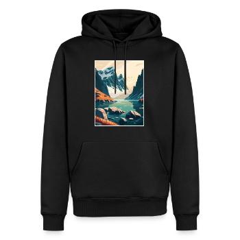 Bodo Norwegen Norwegischer Vestfjord Reiseposter - Männer Premium Bio Hoodie - Schwarz - Vorne - Nico (187cm)