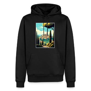 Montepulciano Italie Vintage voyage affiche Souvenir - Sweat à capuche Premium bio Homme - noir - Devant - Nico (187cm)