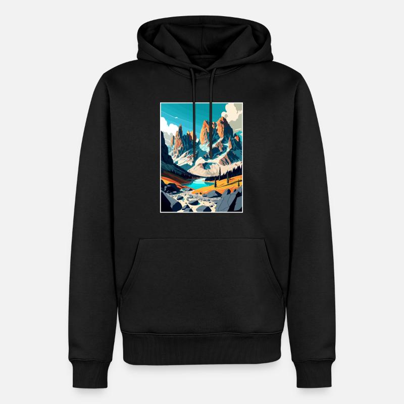 Dolomites, Alpes dolomitiques, Dolomites, Italie - Sweat à capuche Premium bio Homme - noir