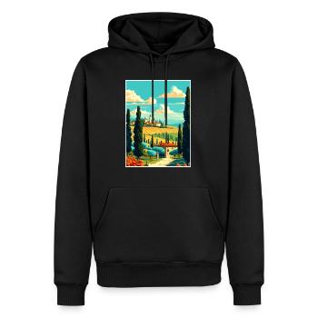 Toscane Italie Décoration Vintage Voyage Affiche WPA - Sweat à capuche Premium bio Homme - noir - Devant - Nico (187cm)